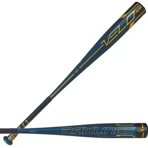 Rawlings Velo ACP BBCOR (-3) baseball bat featuring Accelerated Carbon Performance design for optimal swing speed.