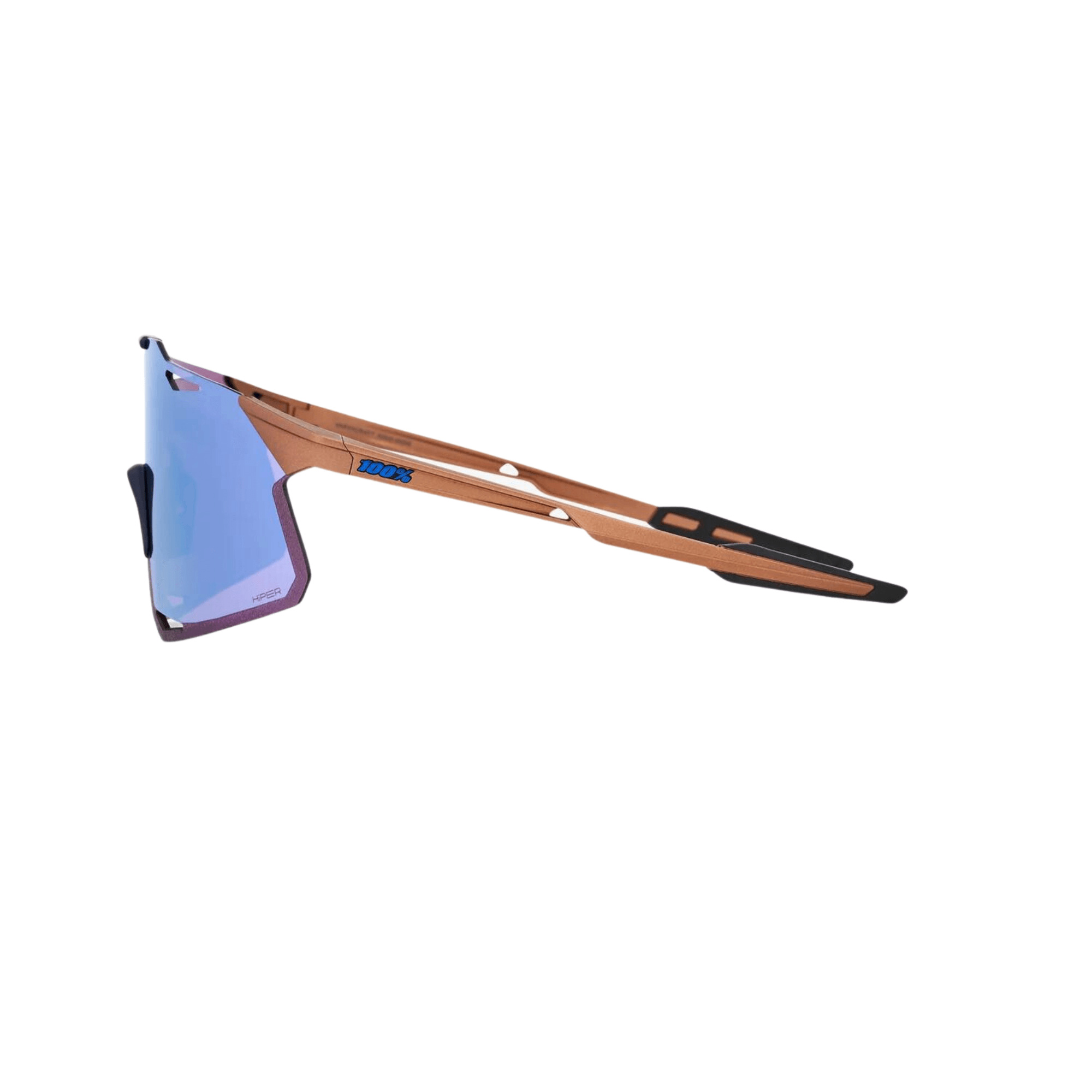 100% Hypercraft Matte Copper sunglasses with Hiper Blue multilayer mirror lens, offering superior optics and UV protection.