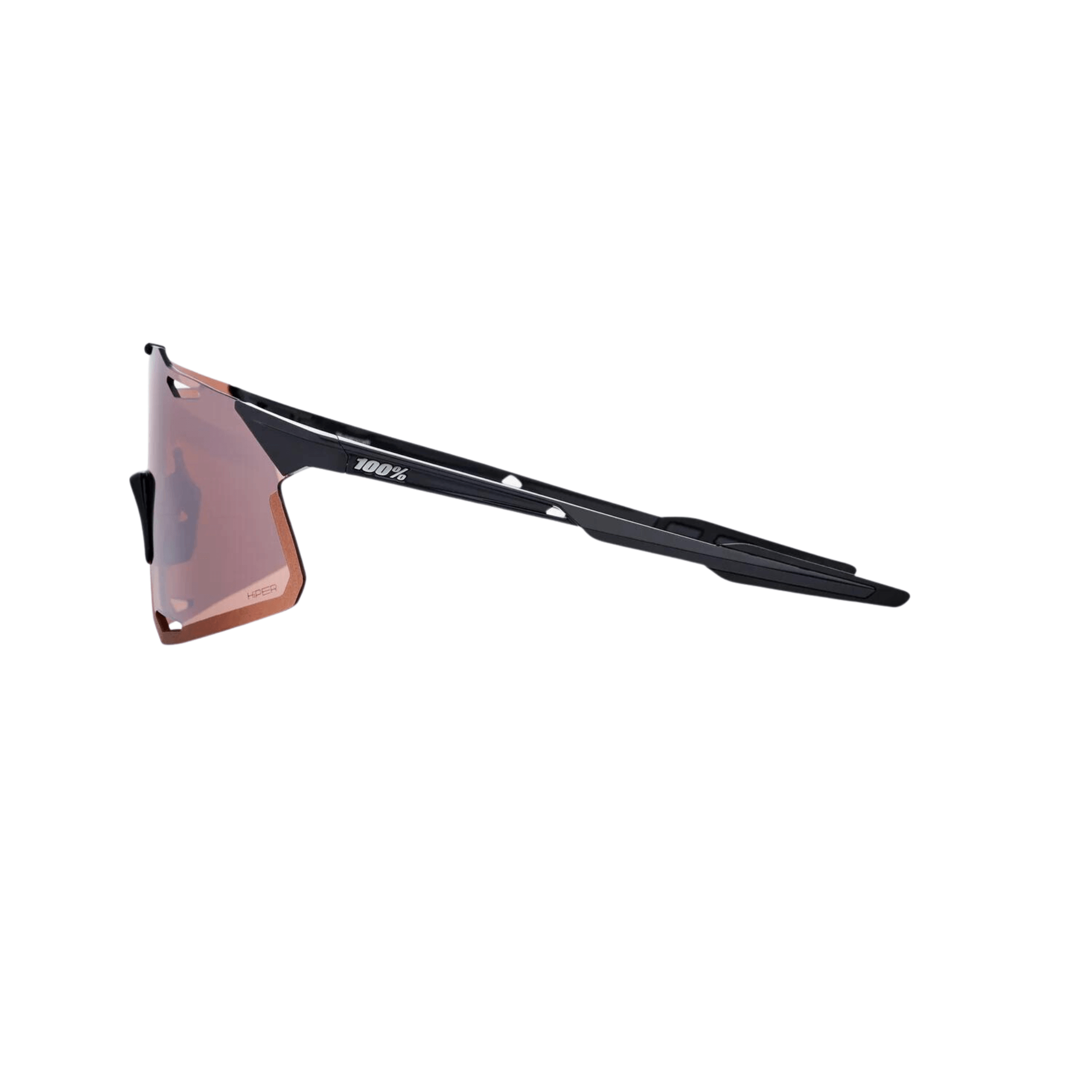 100% Hypercraft Gloss Black sunglasses with Hiper Silver Mirror Lens, featuring lightweight frame and superior UV protection.