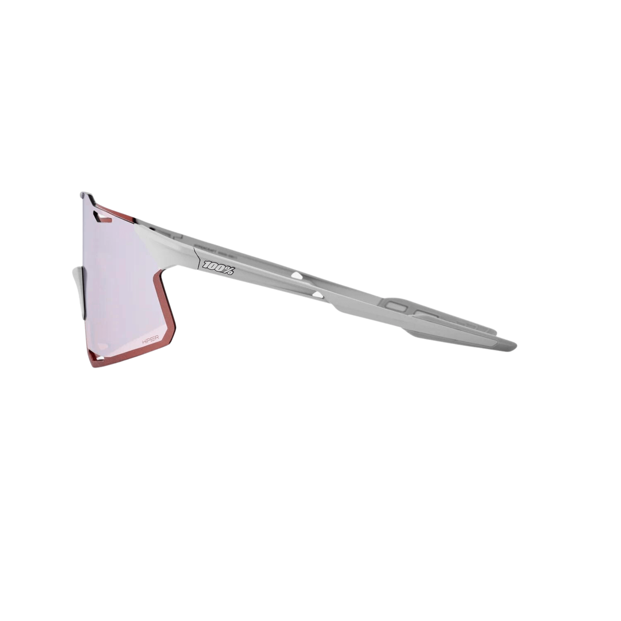 100% Hypercraft Matte Stone Grey sunglasses with Hiper Crimson Silver Mirror Lens, featuring durable UltraCarbon™ frame and superior optics.
