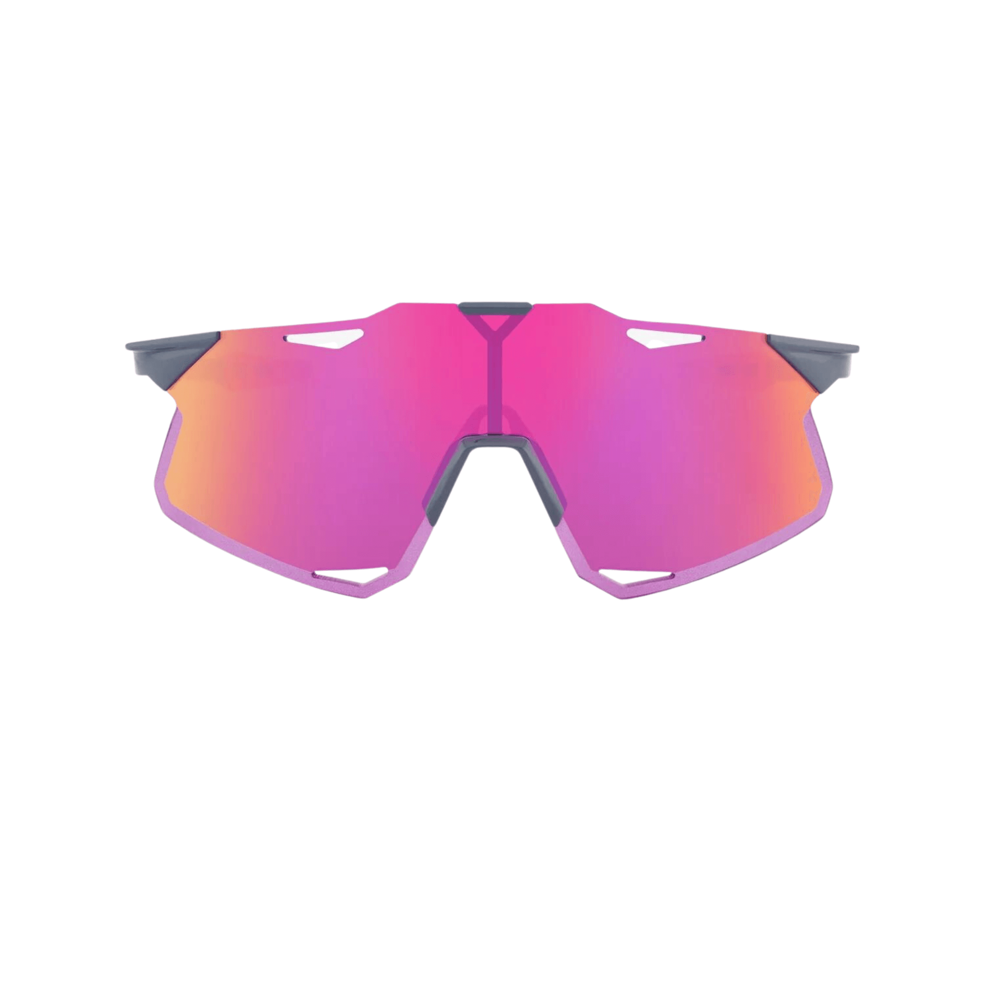100% Hypercraft Gloss Light Grey Purple sunglasses with multilayer mirror lens and rimless shield design.