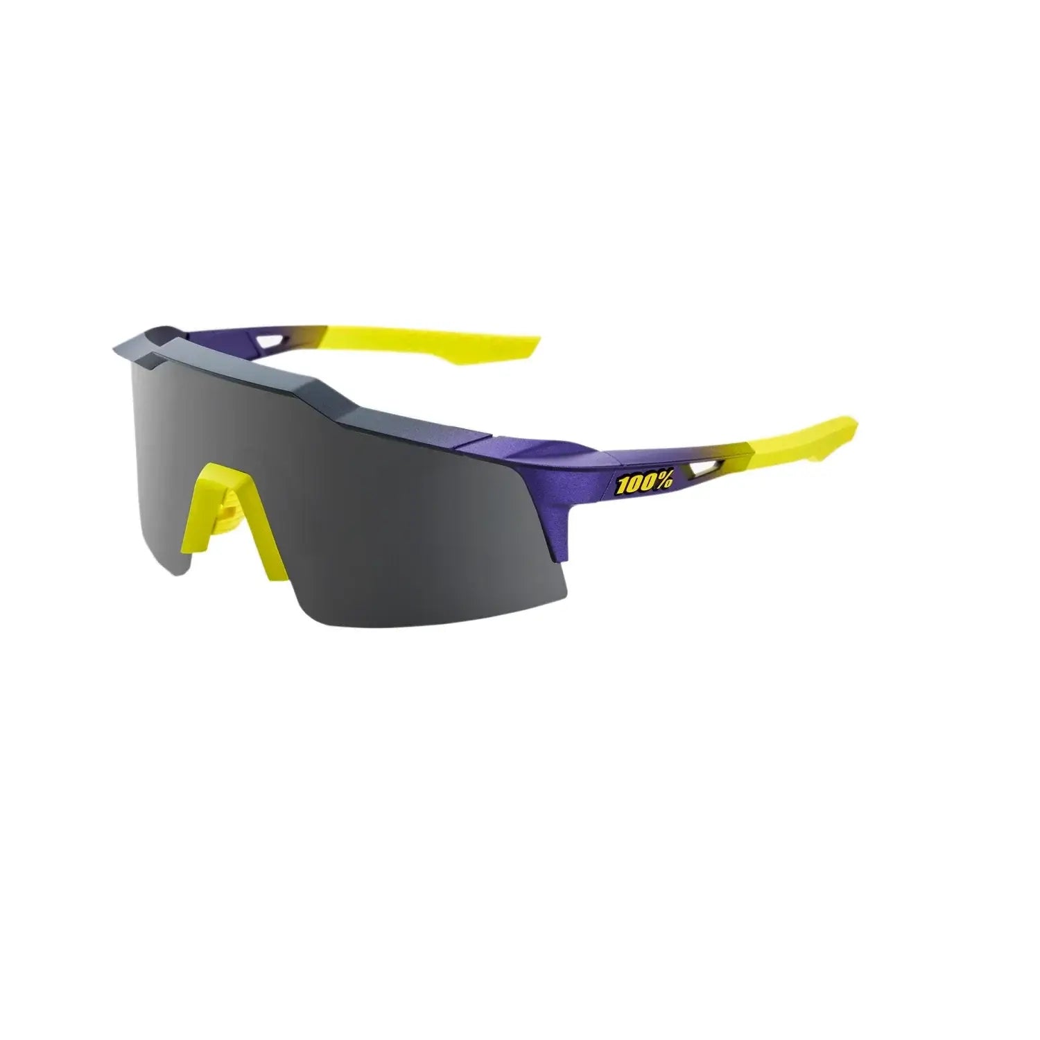 100% Speedcraft SL sunglasses in matte metallic with bright smoke lens, featuring lightweight polycarbonate design and UV protection.