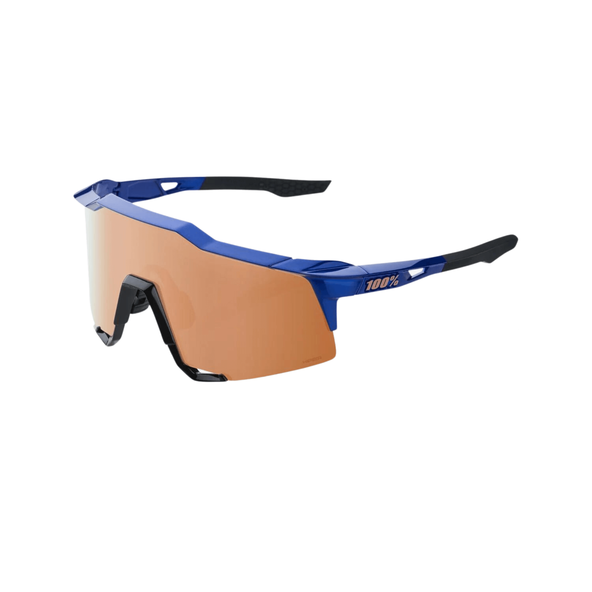 100% Speedcraft Gloss Cobalt Blue sunglasses with Hiper Copper Mirror Lens for enhanced vision and UV protection.