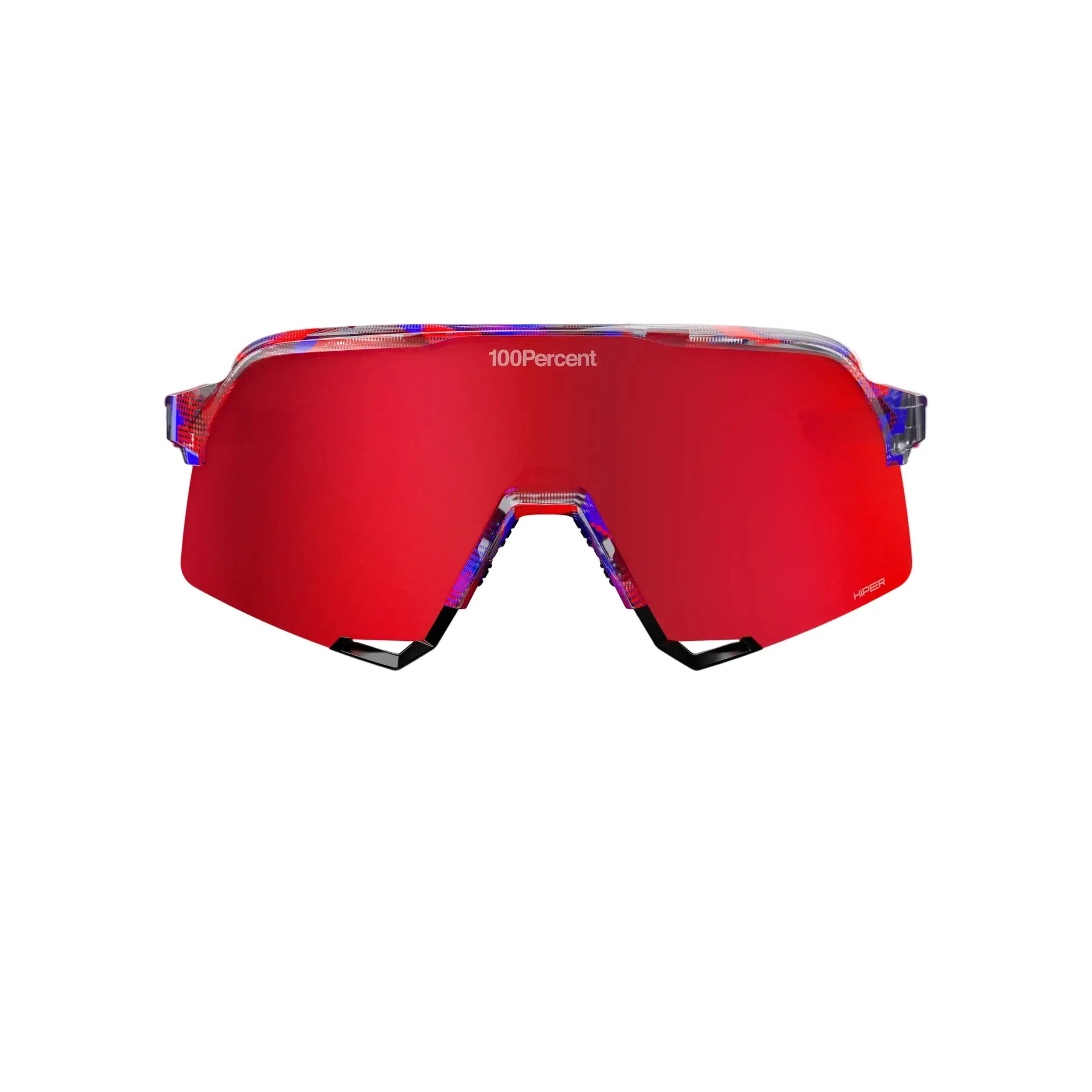 100% S3 FDJ Gloss Translucent Red/Blue - HiPER Fire Red Mirror Lens sunglasses for cyclists and athletes