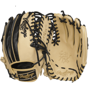 Rawlings Heart of the Hide Trap-Eze Glove in tan and black, showcasing quality leather and iconic design for outfield play.