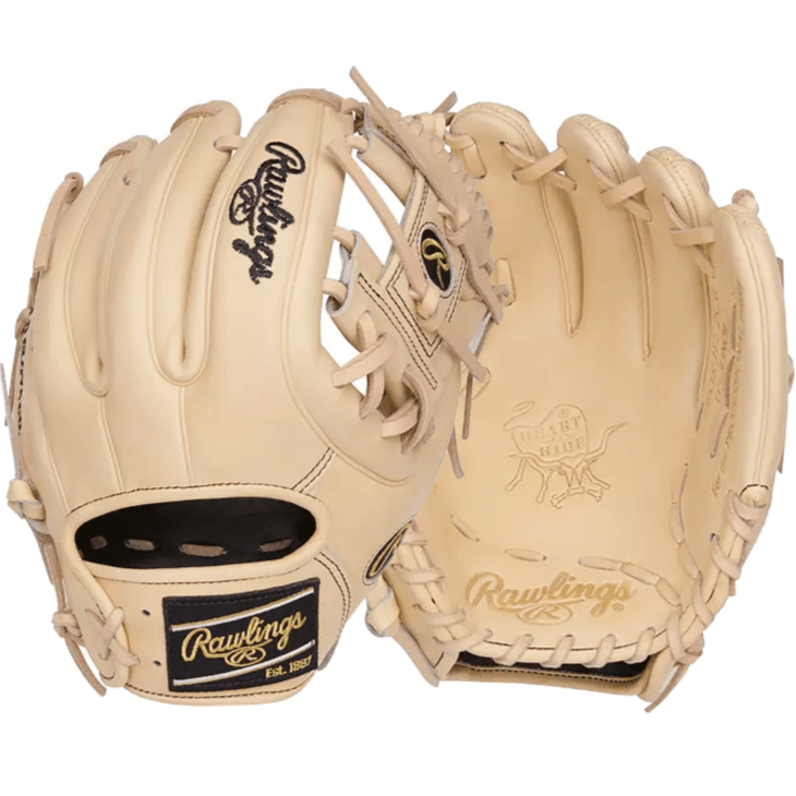 Rawlings Heart of the Hide 11.25" camel baseball glove showcasing premium leather and durable design for infield performance.