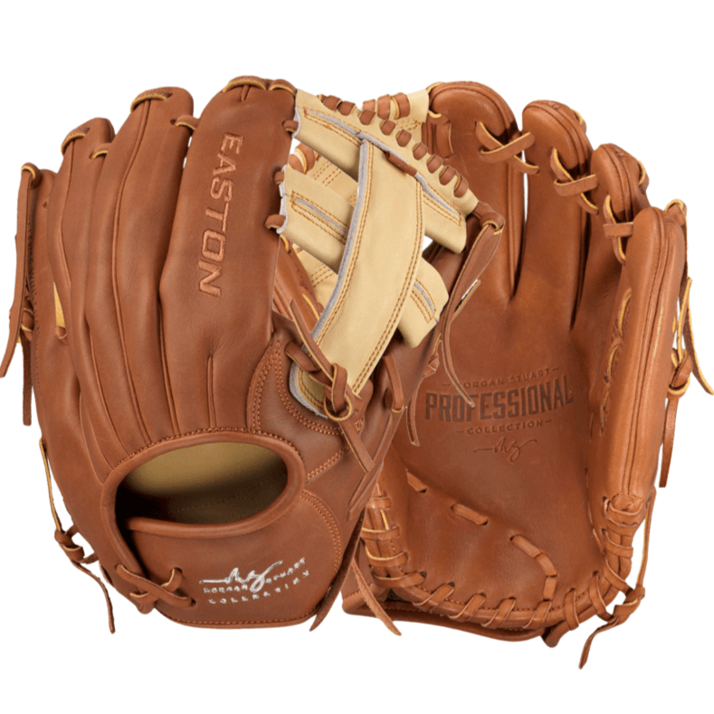 Easton 11.75" Morgan Stuart Fastpitch Softball Glove made from premium steer hide, ideal for infield positions.
