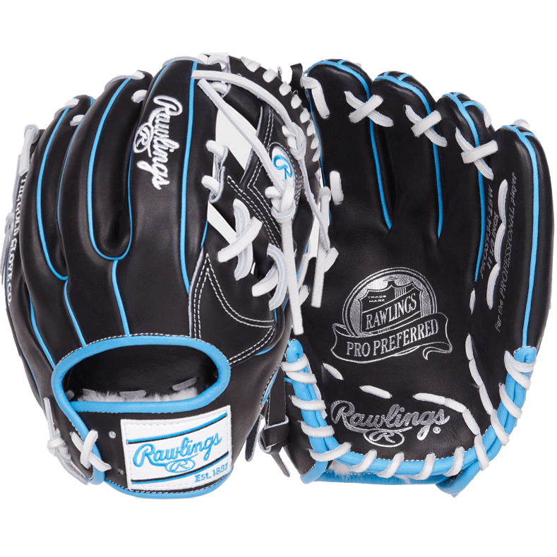 Rawlings Pro Preferred Series 11.5" RHT infield glove, crafted from premium kip leather for superior performance.