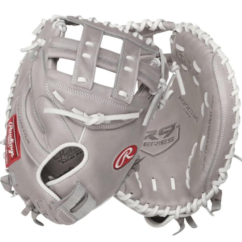 Rawlings R9 Series FP Catchers Mitt with pull strap and Mod Pro H Web design, ideal for young players aged 8-14.