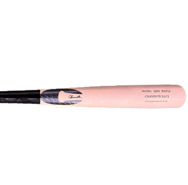 Chandler AJ99 Maple Wood Baseball Bat, side view showcasing the black and clear design, ideal for power hitters.