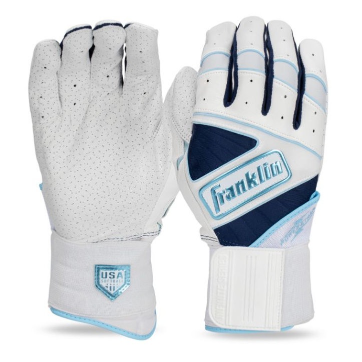 Franklin Women's Infinite Powerstrap Batting Gloves -Wht/Navy/Blue