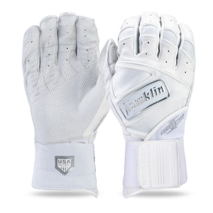 Franklin Women's Infinite Powerstrap Batting Gloves -White/Chrome