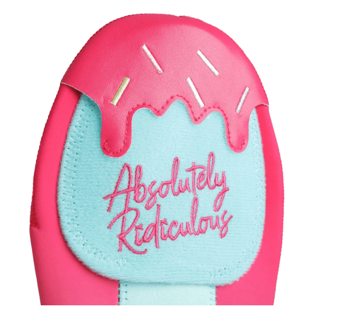 Absolutely Ridiculous Miami Ice Remix Sliding Mitt Standard top view with pink drip design and logo.