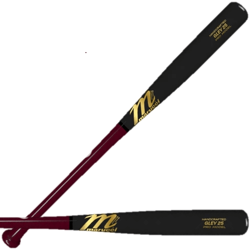 Marucci Gley25 Pro Model Cherry/Black baseball bat with traditional knob and thin handle.