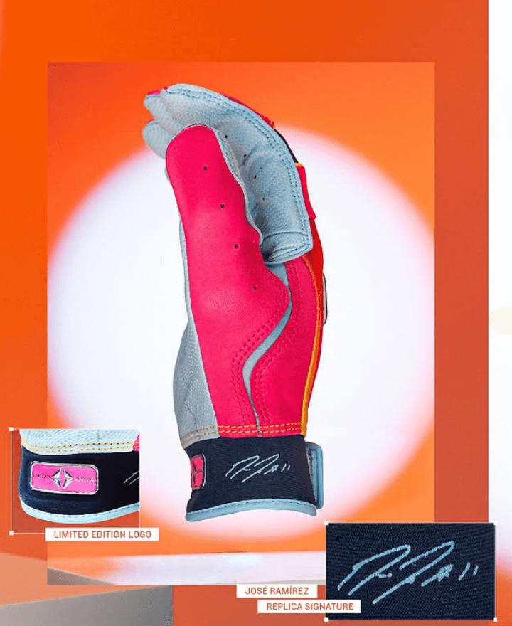 Franklin Jose Ramirez Limited Edition CFX Pro Youth palm view, pink and gray with signature detail.