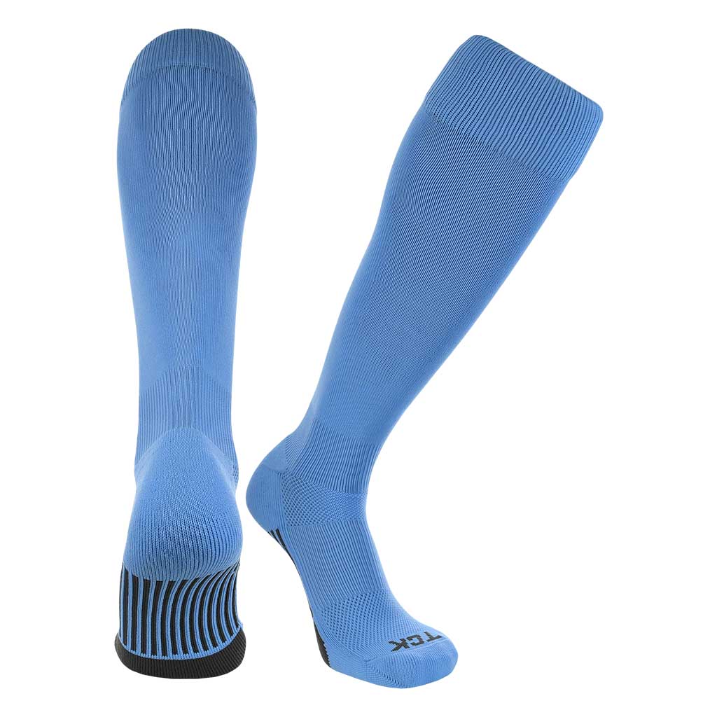 TCK Elite Dugout Solid Sock in blue, featuring moisture-wicking and arch compression for athletes.