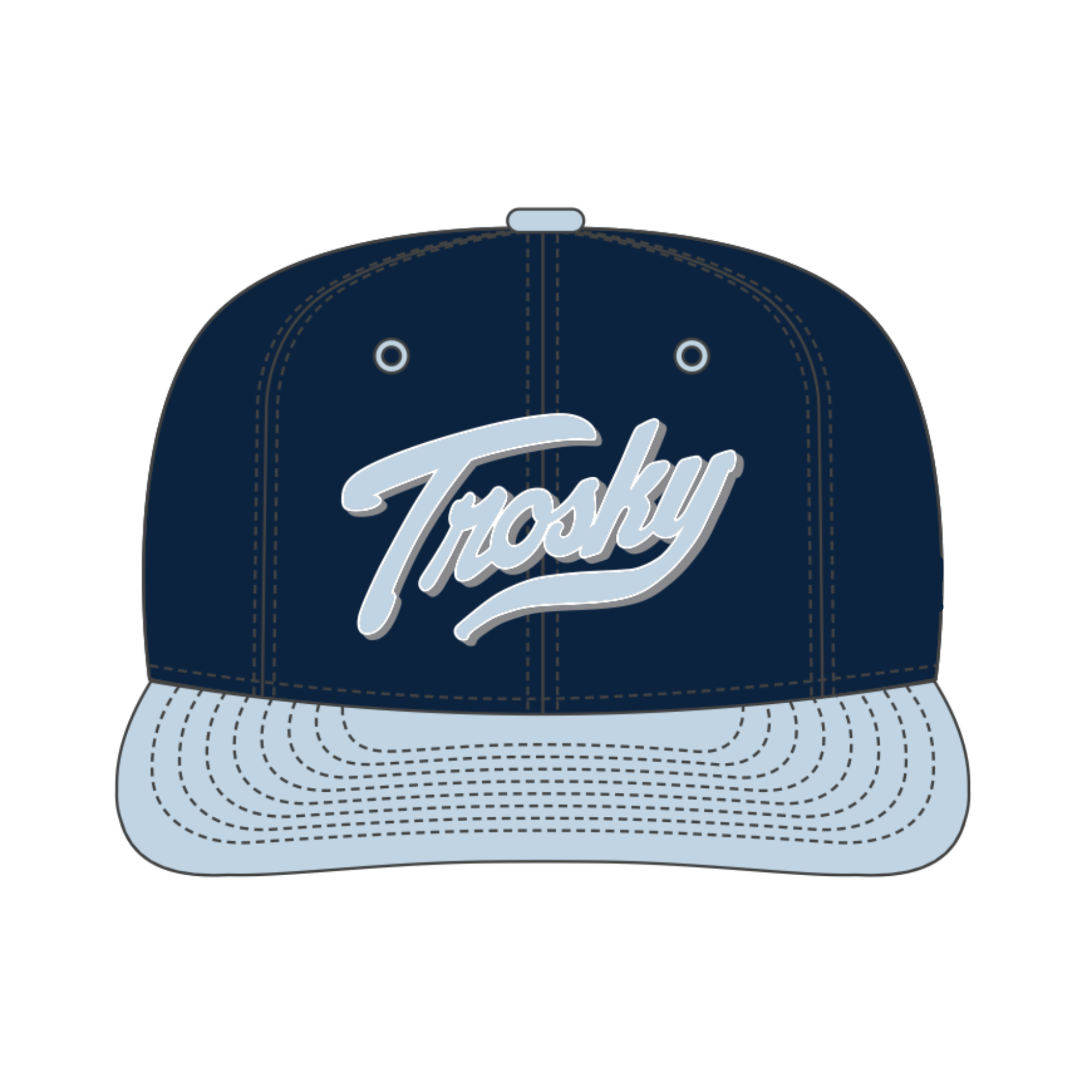 Trosky Arizona On Field Cap showcasing sleek navy construction and embroidered logo for baseball enthusiasts.