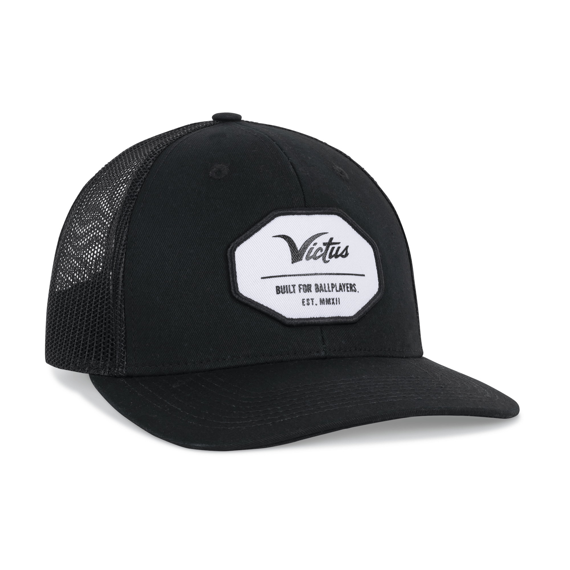 Victus Built For Snapback Trucker hat featuring structured crown, cotton twill front, and adjustable snapback design.