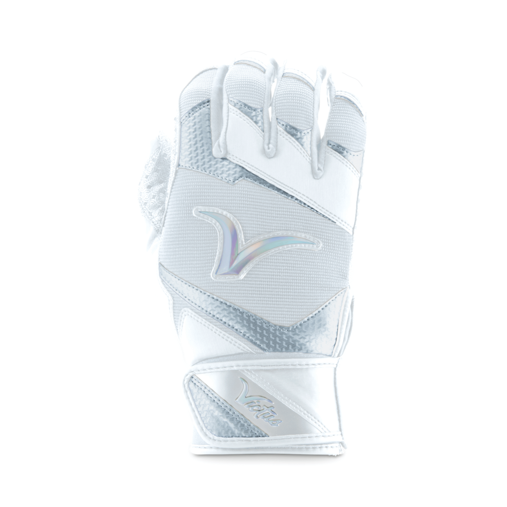 Victus Showtime Adult White Batting Glove with Cabretta sheepskin palm for enhanced grip and durability.
