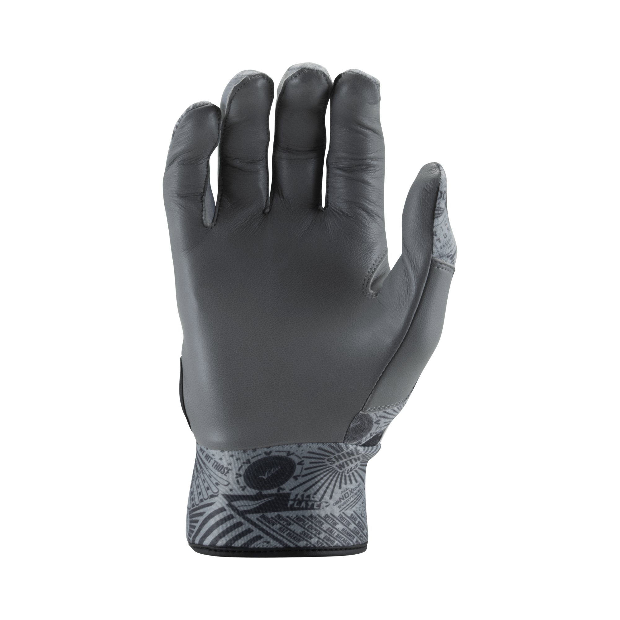 Victus Nox Batting Glove in Gray/Black with wide neoprene cuff for extra support and comfort