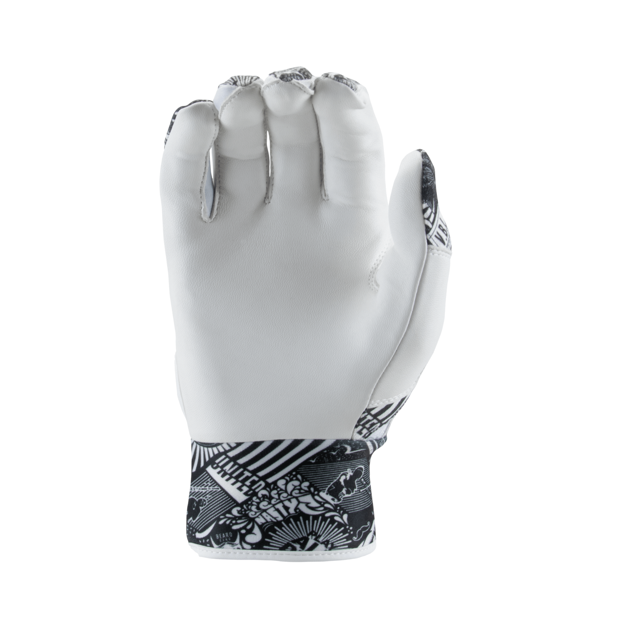 Victus Nox Batting Glove in White and Silver with Wide Neoprene Cuff