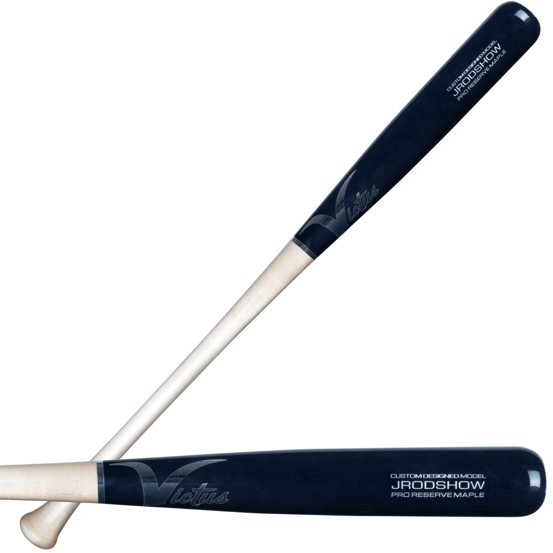 Victus JROD Show baseball bat in Natural/Charcoal finish, featuring large barrel and flared knob for enhanced performance.