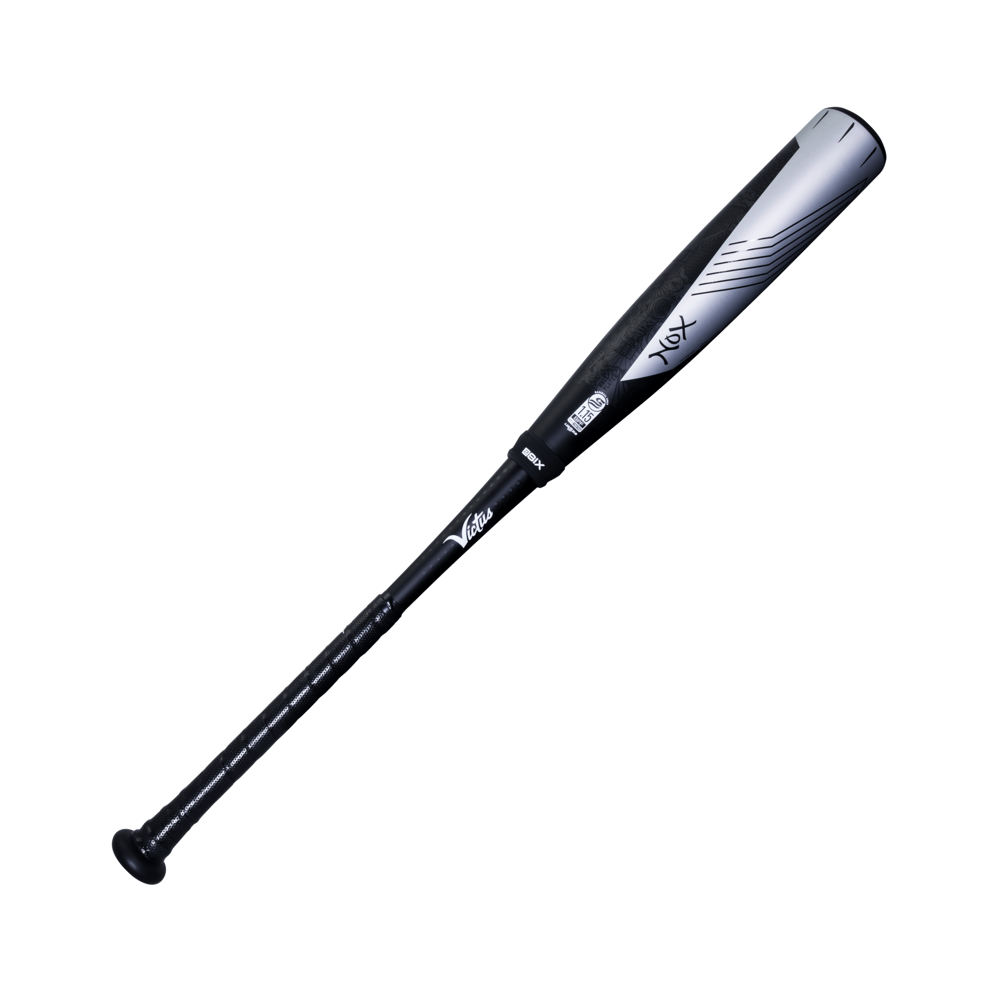 Victus Nox Senior League -10 baseball bat with end-loaded design and carbon composite handle for reduced vibration.