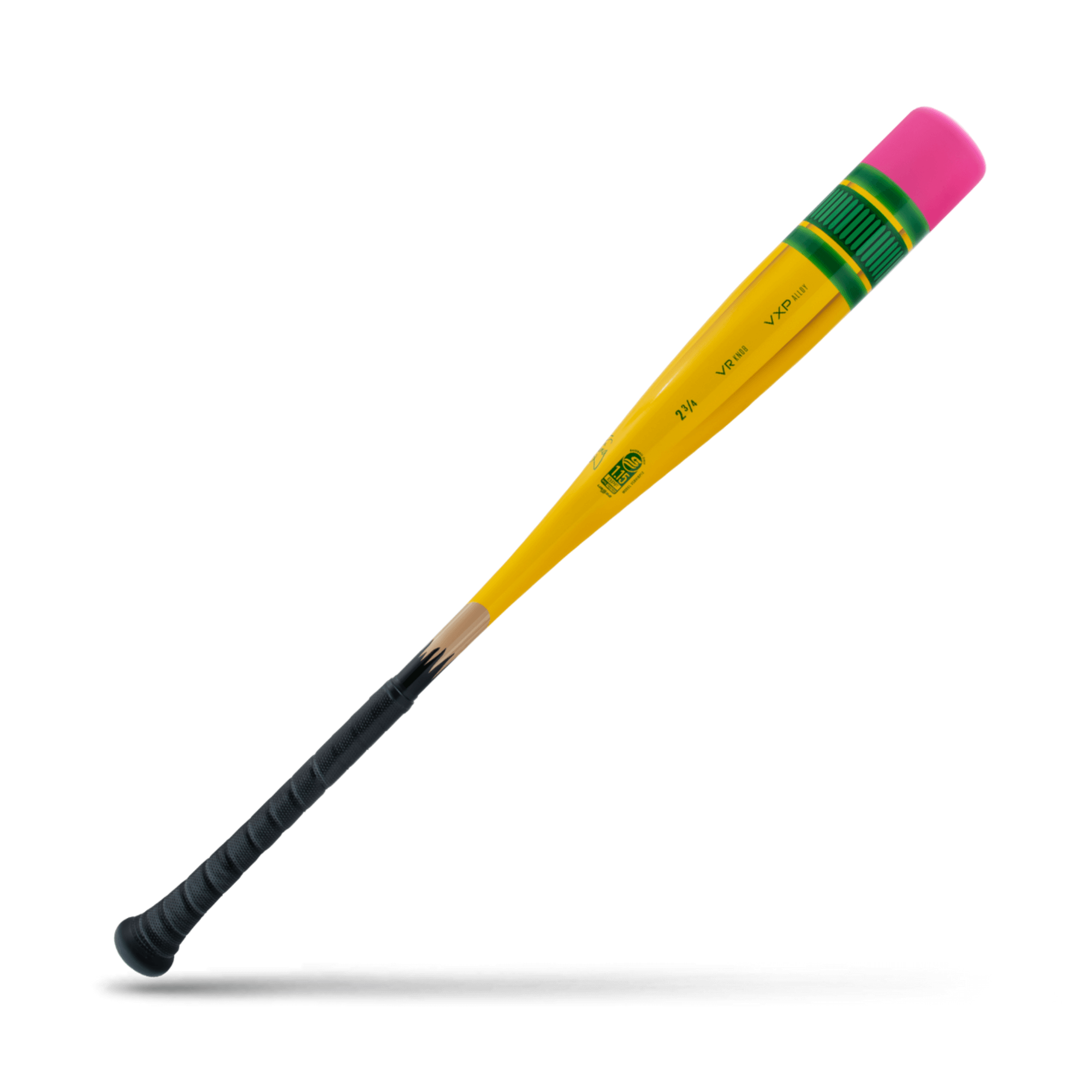 Victus Vibe Pencil (-10) USSSA bat with yellow and pink design, ergonomic grip for enhanced feel and control.