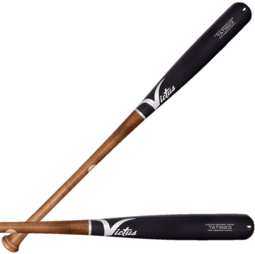 Victus TATIS23 Flame/Charcoal Maple Pro Reserve bat with flared knob and large barrel for enhanced power and performance.