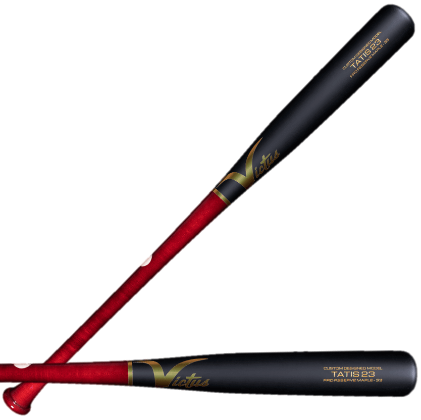 Victus Tatis23 Cherry/Flat Black Maple Pro Reserve bat with flared knob and large barrel.