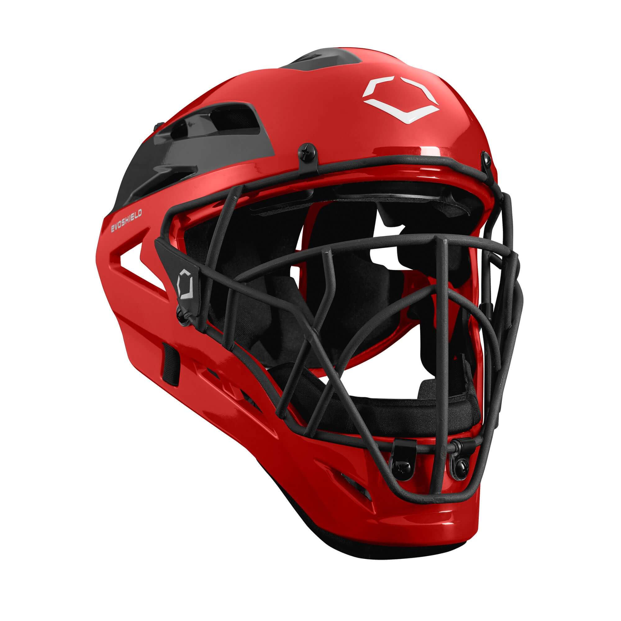 Evoshield Pro-SRZ Catcher's Helmet Scarlet with low profile facemask for increased visibility