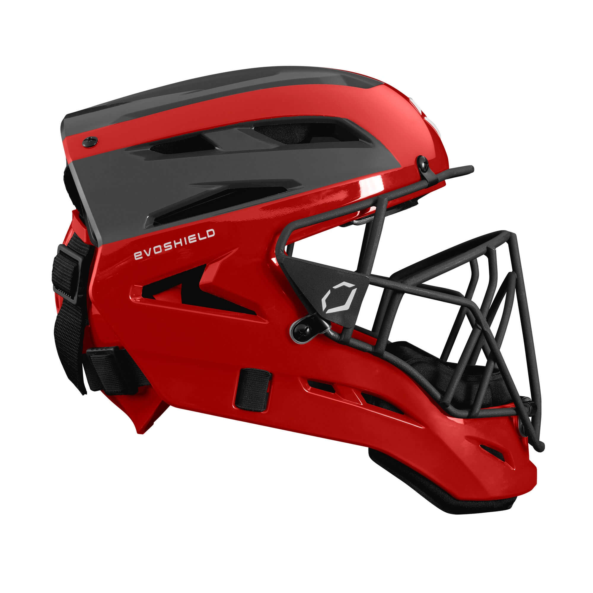 Evoshield Pro-SRZ Catcher's Helmet Scarlet with low profile facemask for increased visibility