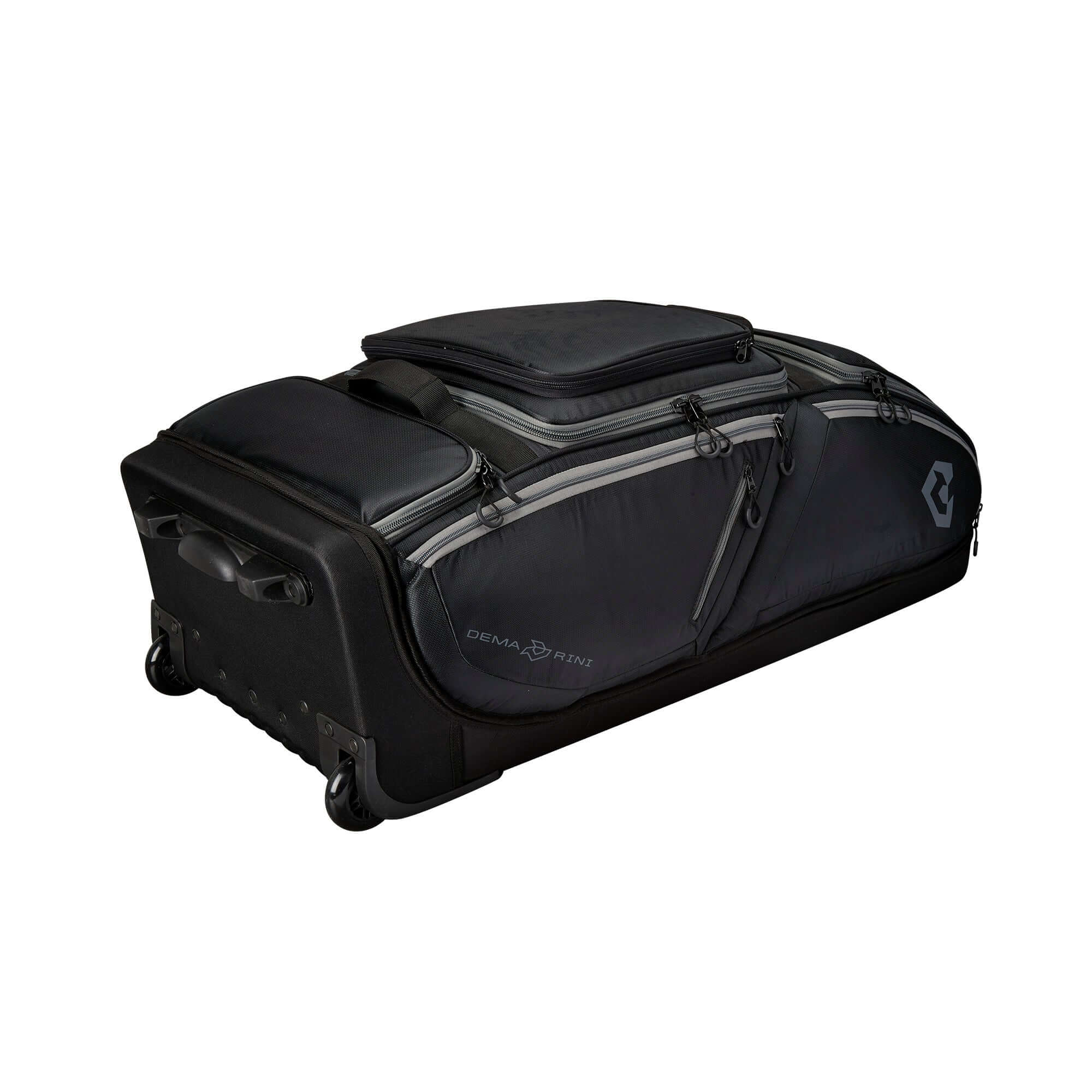 Demarini Spectre Wheeled Bag in black with six padded bat sleeves