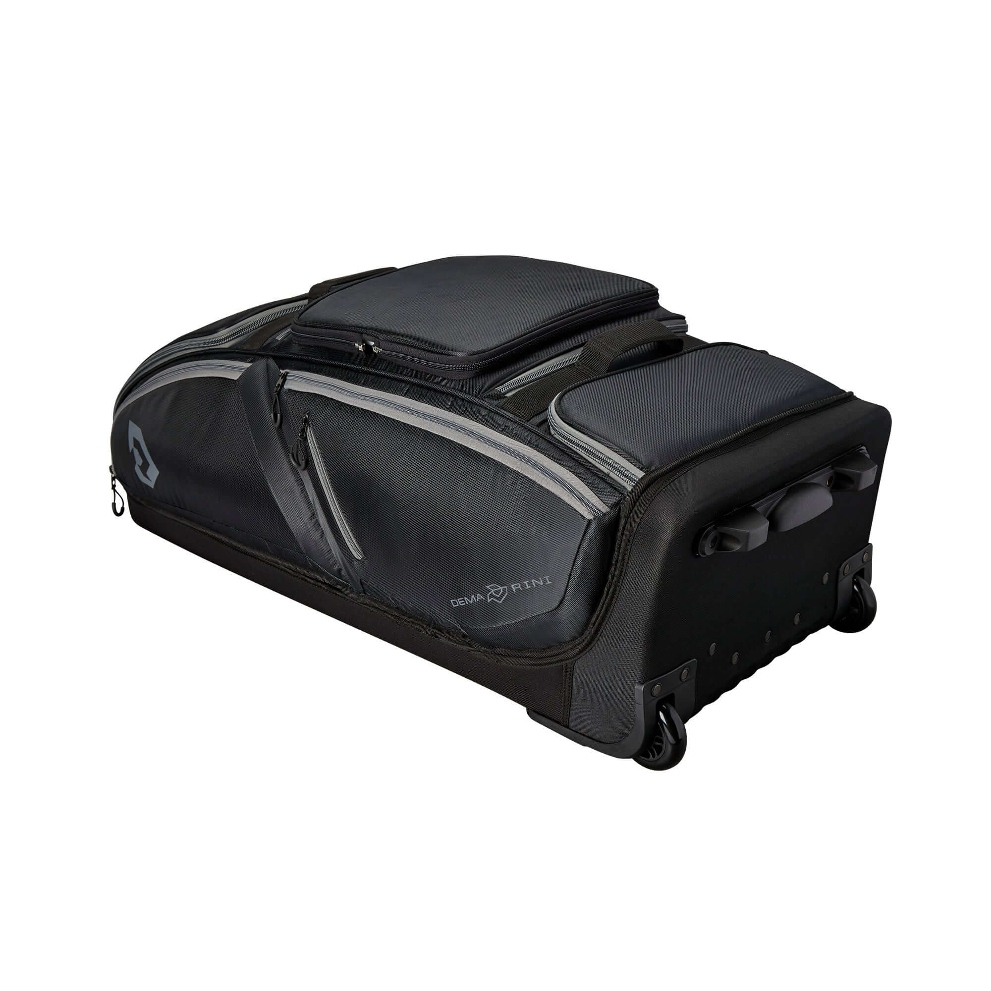 Demarini Spectre Wheeled Bag in black with six padded bat sleeves