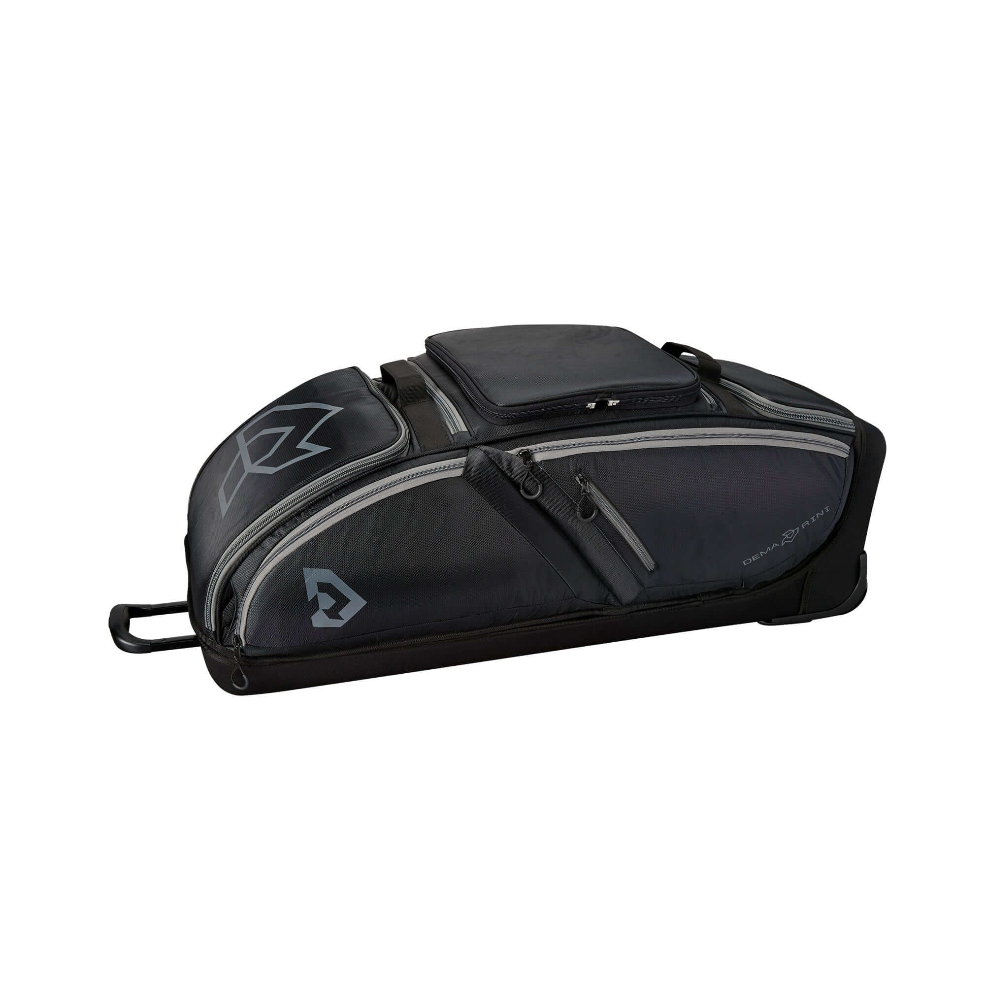 Demarini Spectre Wheeled Bag in black with six padded bat sleeves