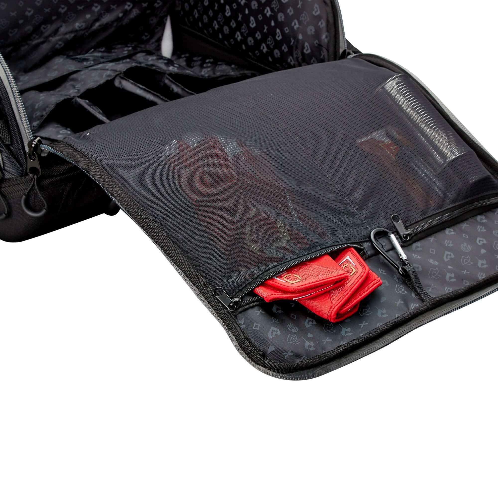 Demarini Spectre Wheeled Bag in black with six padded bat sleeves