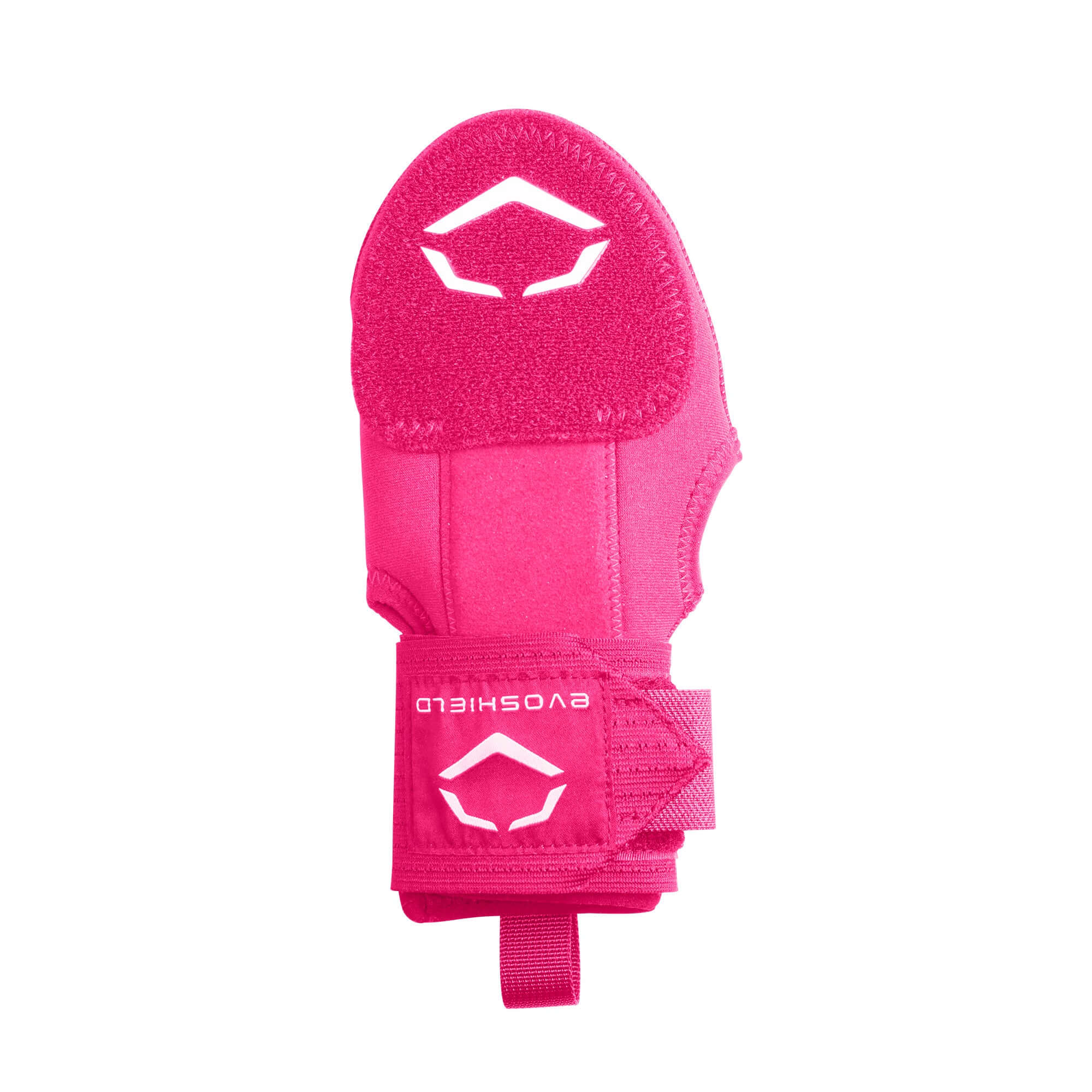 Evoshield Youth Sliding Mitt in vibrant pink, designed for hand protection during sliding in baseball. Perfect for youth players.