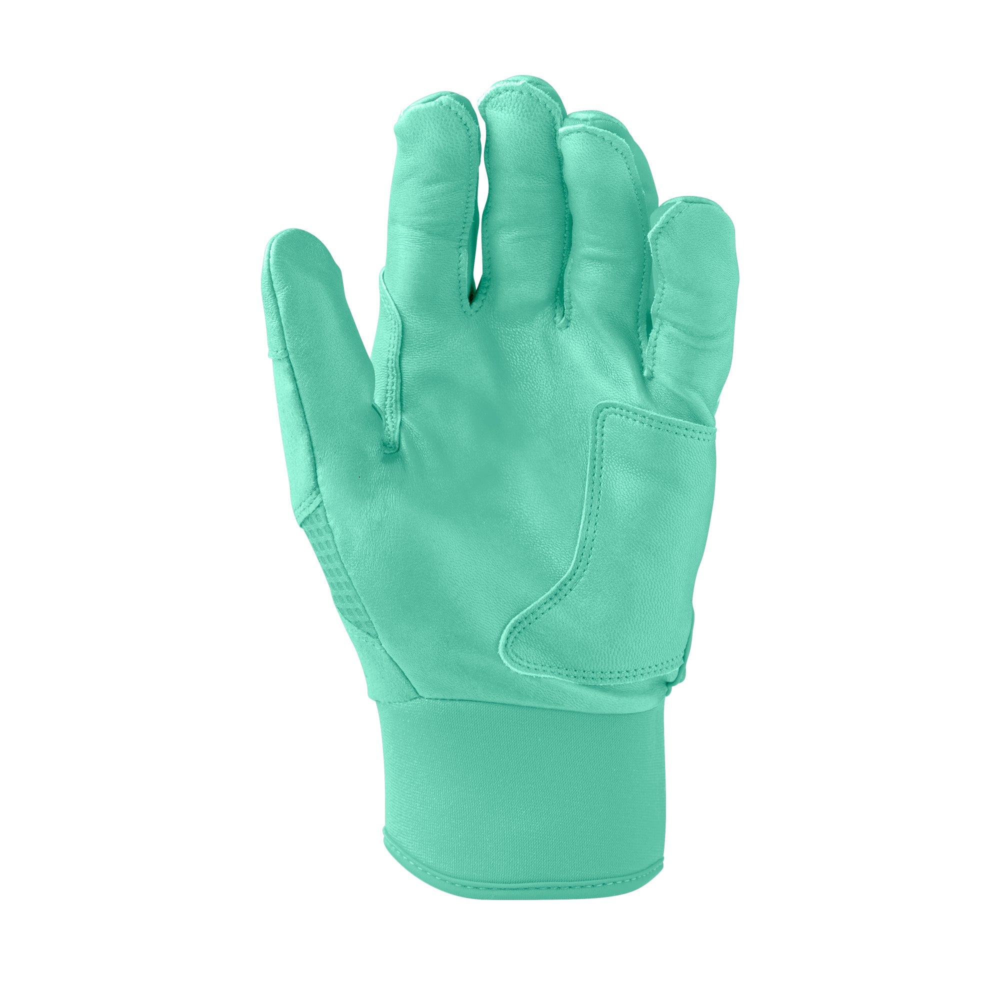 Evoshield Youth Carbyne Batting Gloves Seafoam palm view showing buttery Cabretta leather with reinforced design.
