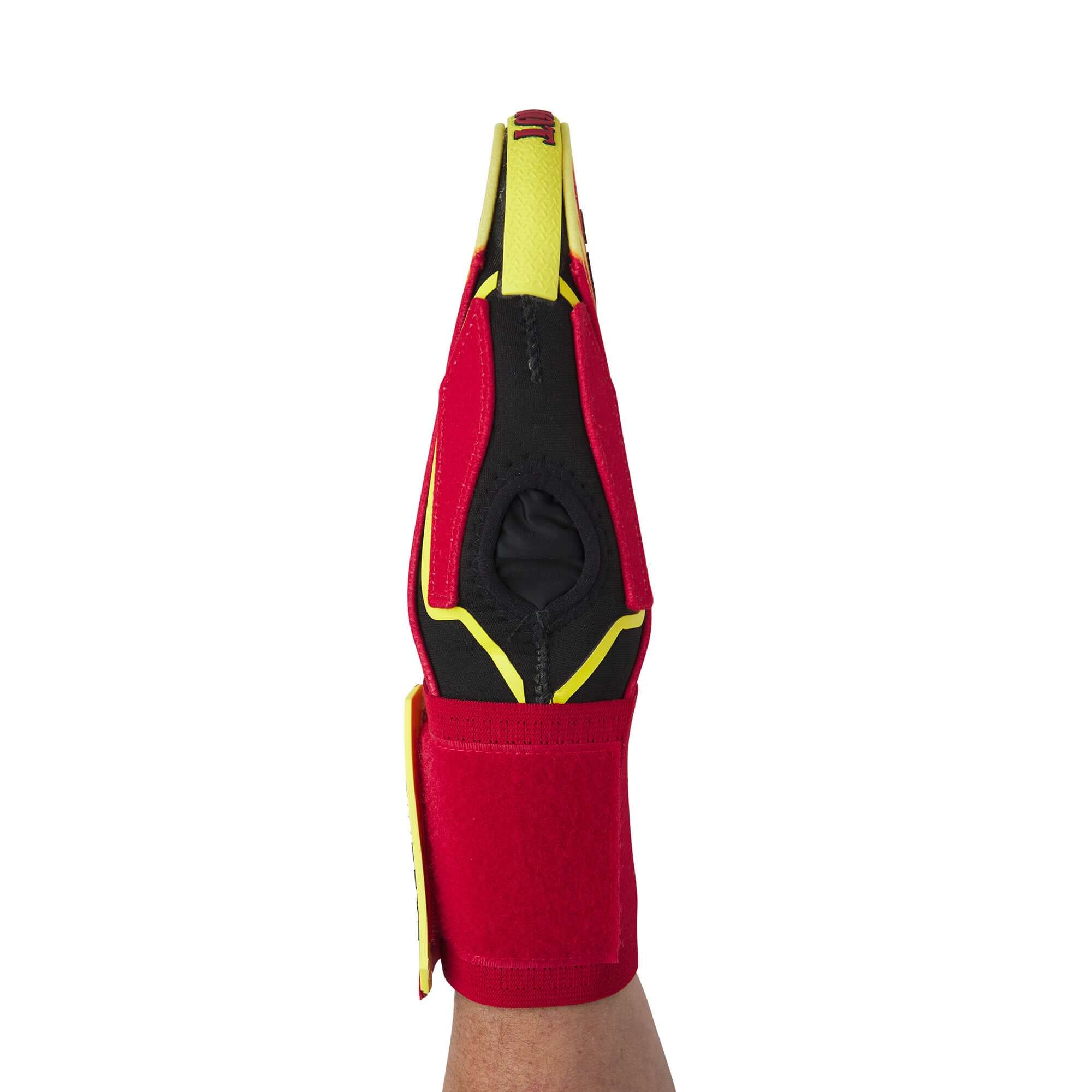 Evoshield X-SRZ Stay Hot Sliding Mitt 2.0 showcasing its bilateral design and protective features for baseball and softball.
