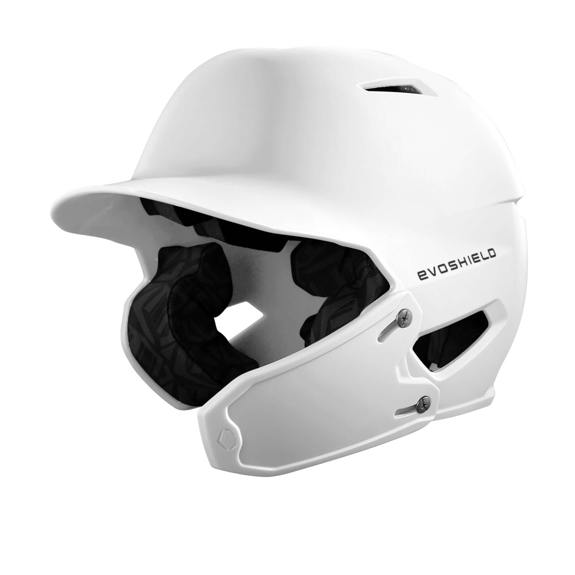 Evoshield XVT 2.0 Bilateral Face Shield - Matte Finish mounted on a white batting helmet for superior protection.