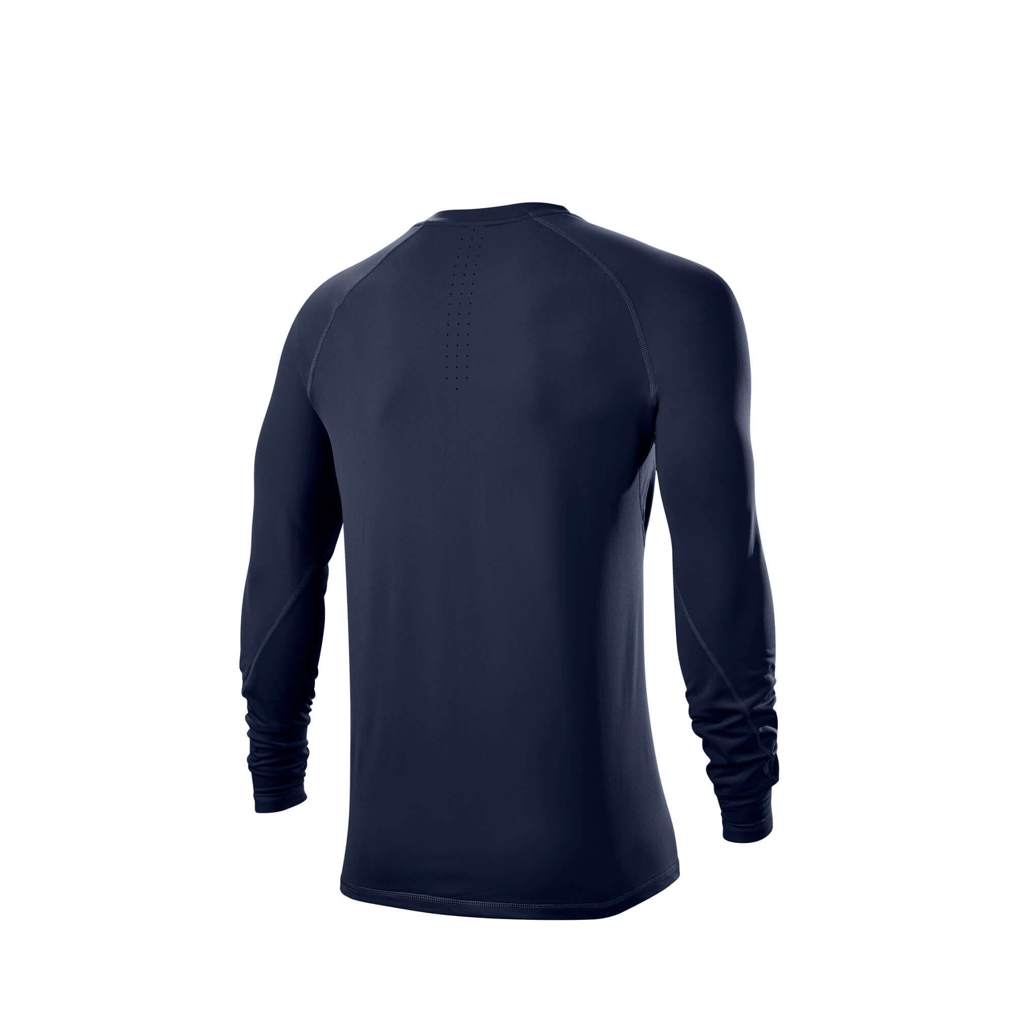 Evoshield Men's Pro Team Winterball 2.0 Navy long sleeve top, back view showcasing fitted design and cozy fleece interior.