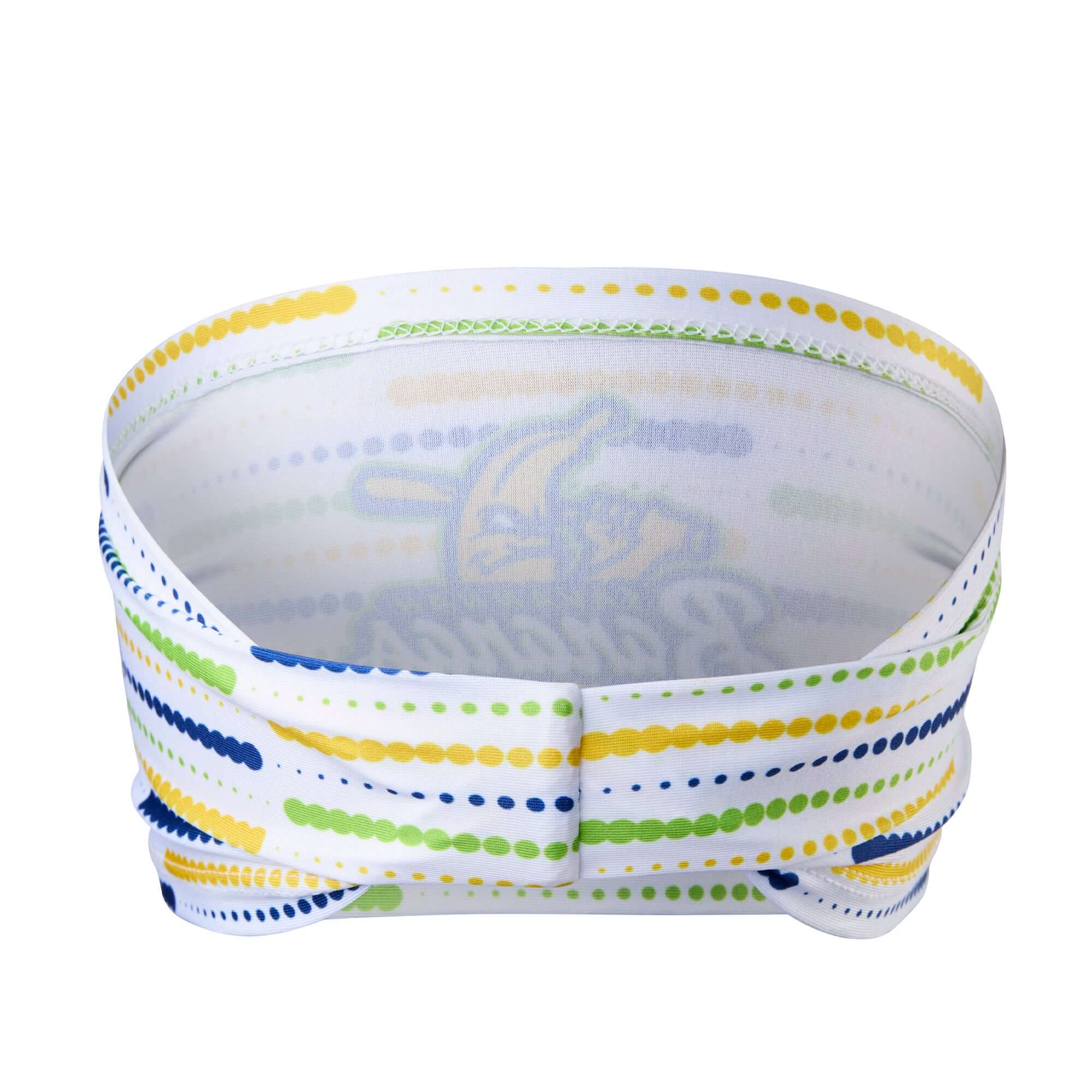 EvoShield Savannah Bananas Comet Headband, interior view showing multicolored dotted pattern