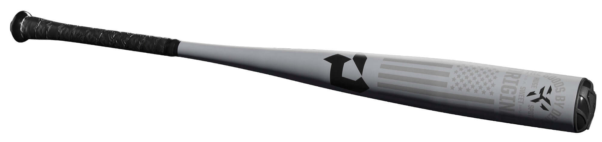 DeMarini 2024 The Goods One Piece (-3) BBCOR Bat with USA flag decal and X14 Alloy Barrel design.