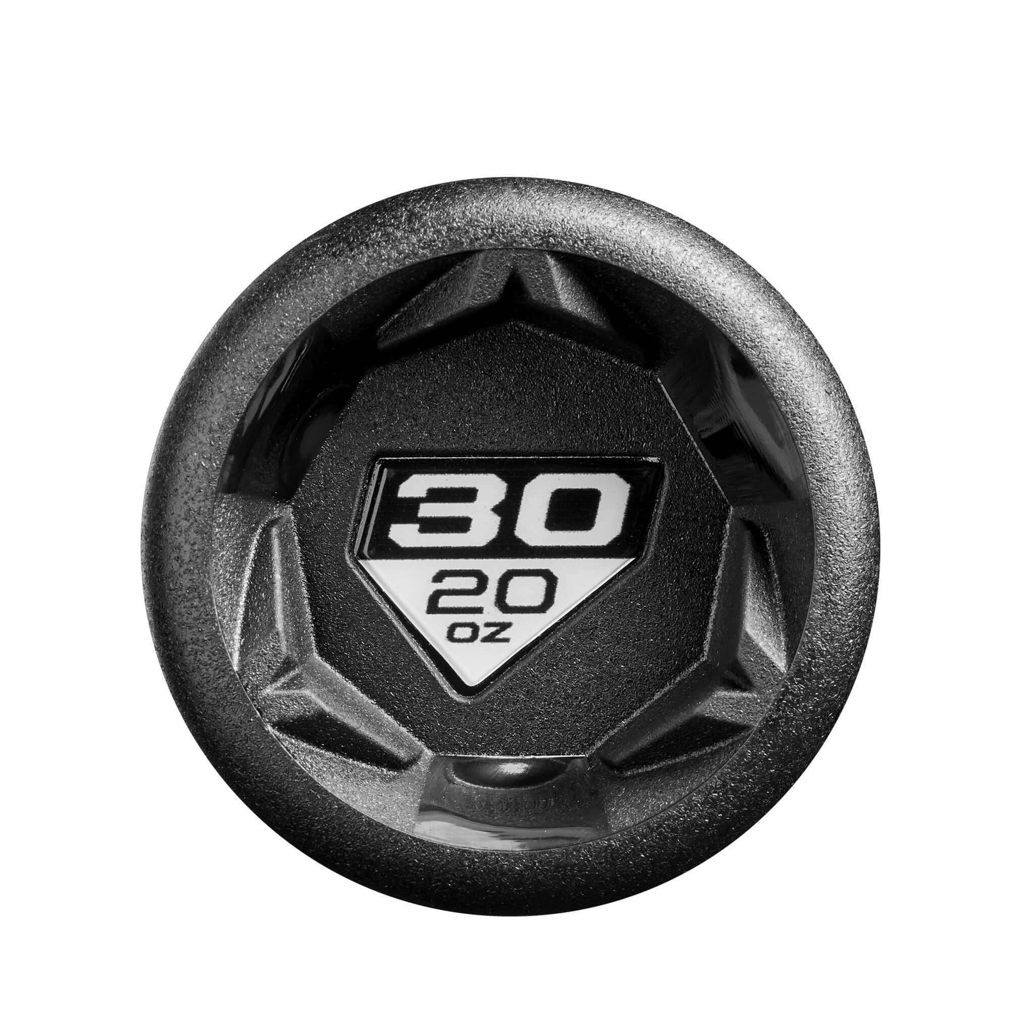 DeMarini Zen Baseball Bat cap showing 30-inch length and 20-ounce weight design for enhanced performance in youth baseball.
