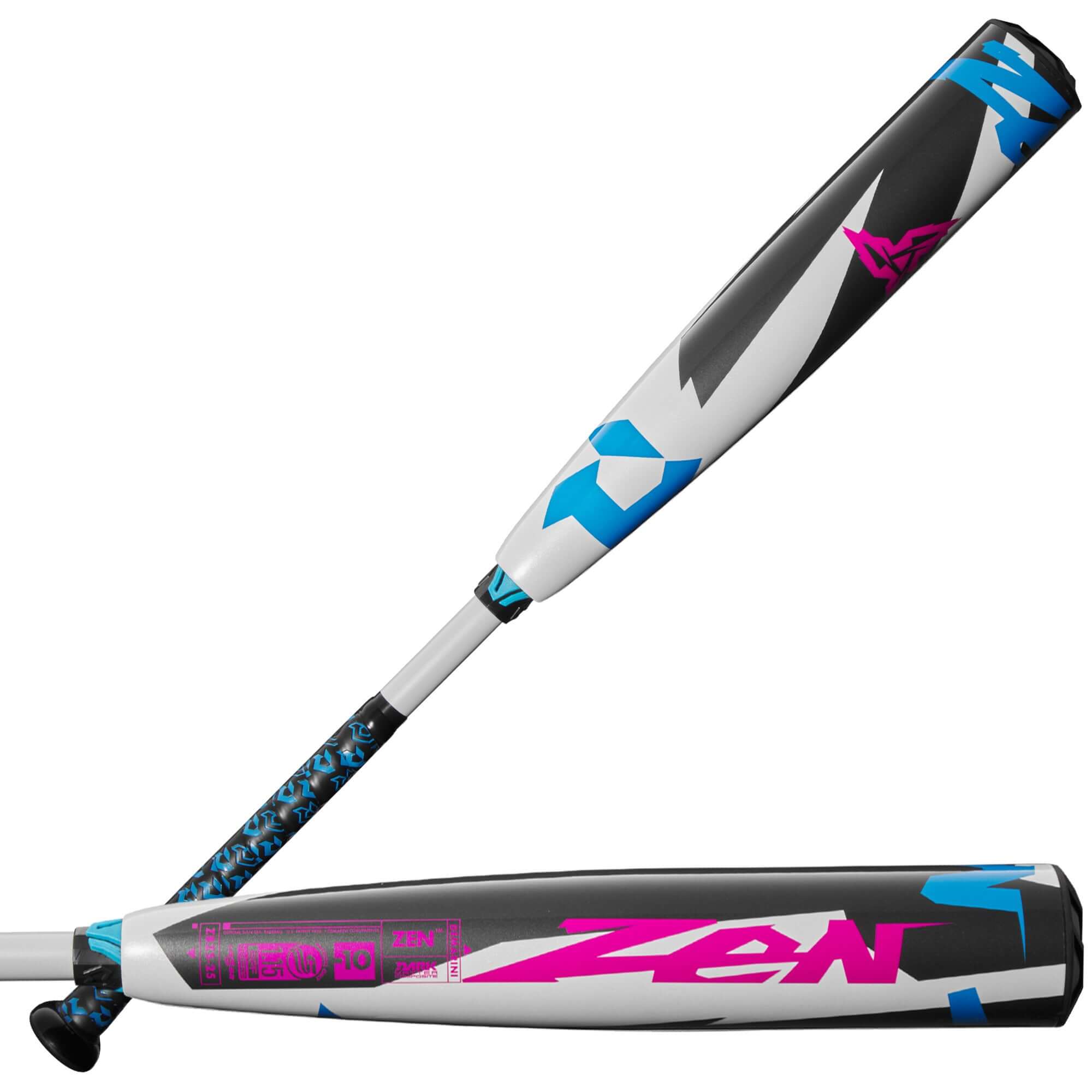 DeMarini Zen USSSA 2025 Baseball Bat -10 with Dark Matter Composite construction and vibrant design for young players.