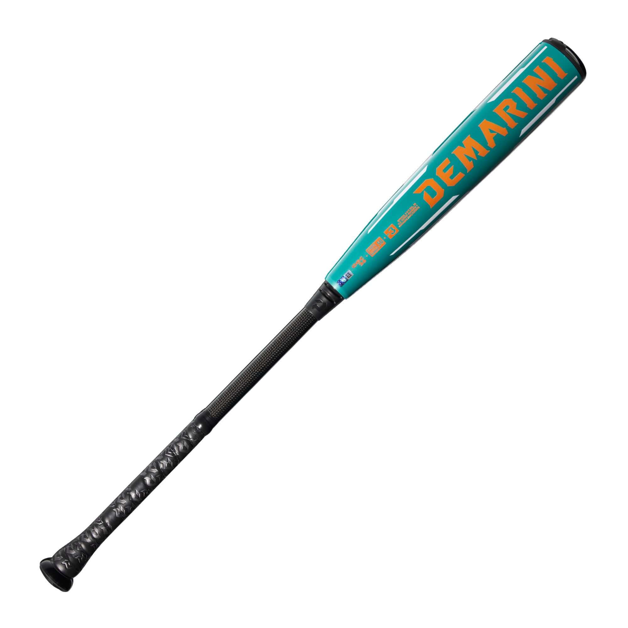  Back view of 2026 DeMarini Omega (-3) BBCOR Bat, emphasizing its lightweight design and optimal swing speed.