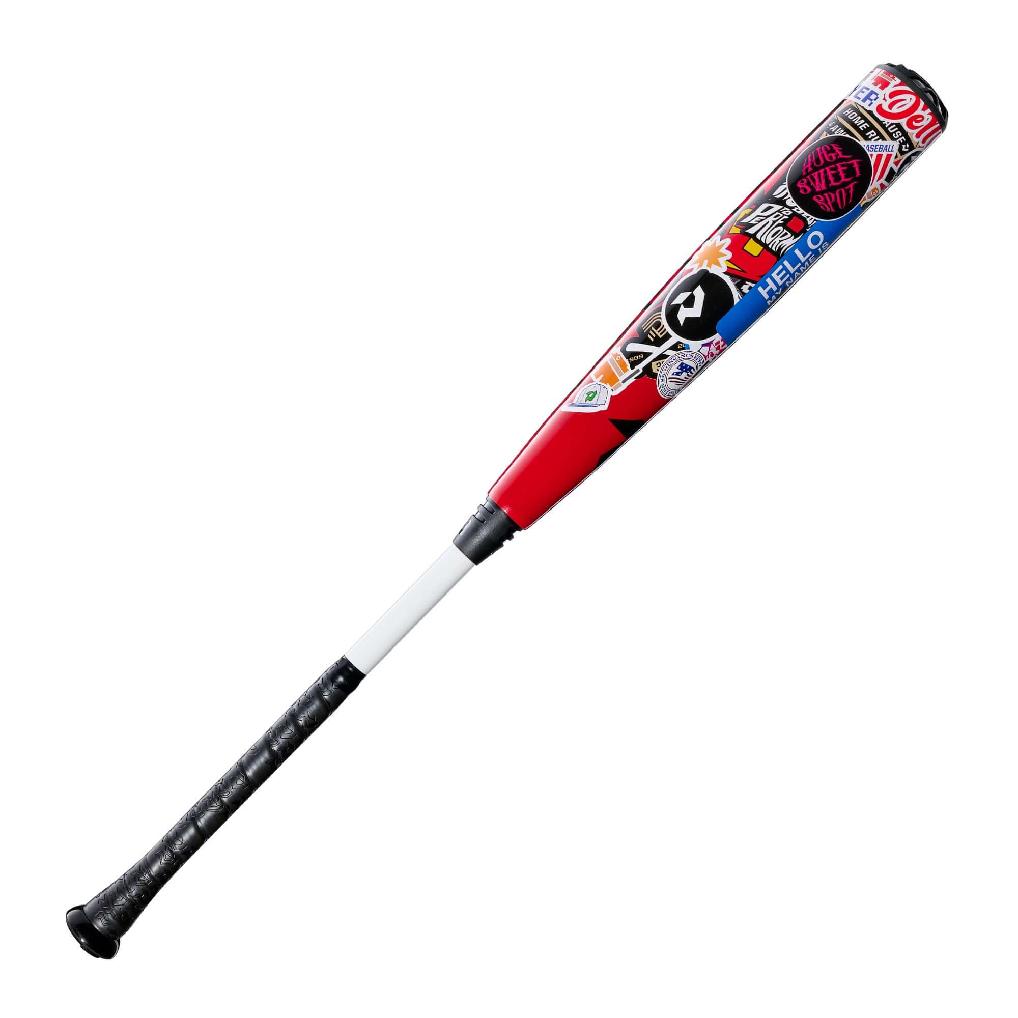 2026 DeMarini The Goods Sticker Bomb BBCOR Baseball Bat with vibrant graphics and hybrid design
