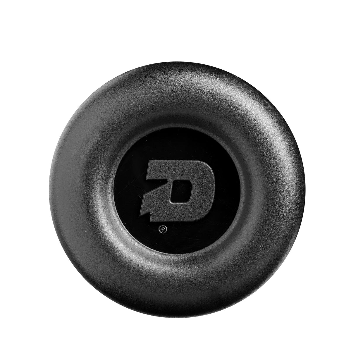 2027 DeMarini Uprising Slowpitch Softball Bat end cap with logo highlighting the durable construction.