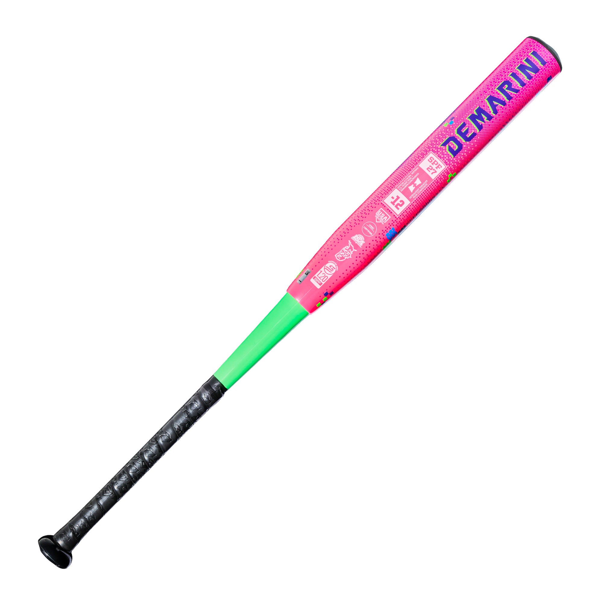 2027 DeMarini Spryte (-12) Fastpitch Softball Bat certification and DeMarini logo view
