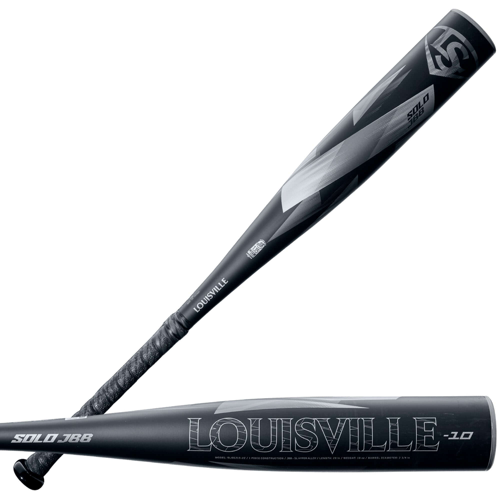 Louisville SOLO JBB (-10) USSSA Baseball Bat with ultra-balanced swing weight and premium SL Hyper™ alloy design.